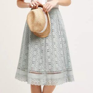 Anthropologie Ranna Gill eyelet/broderie anglaise green skirt